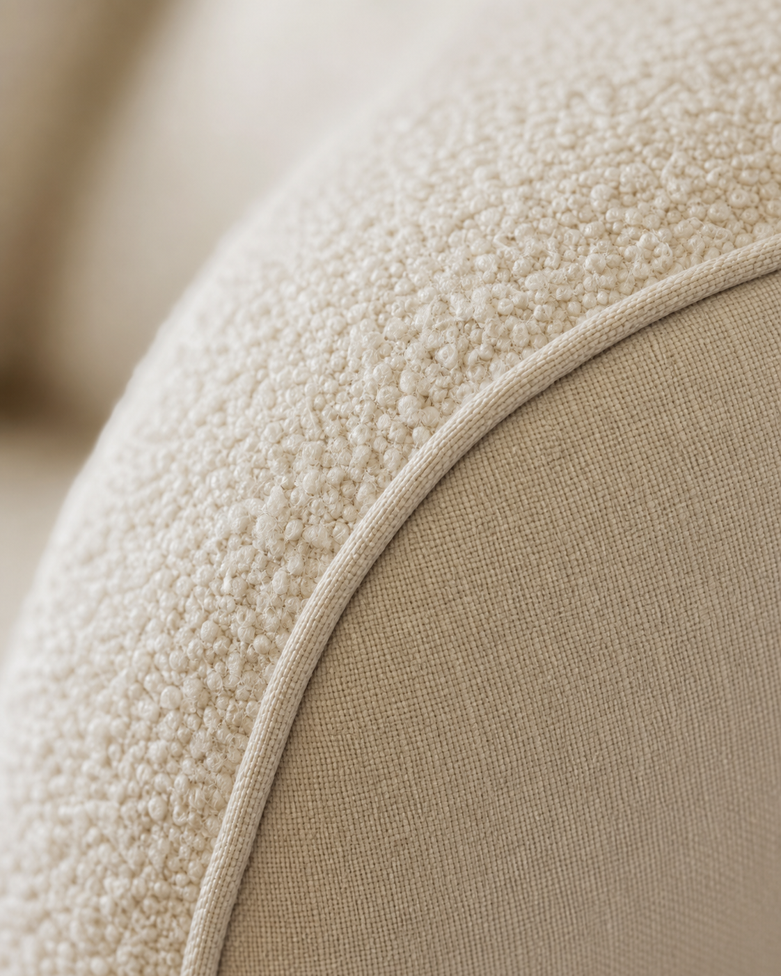 Detailed view of soft ivory upholstery